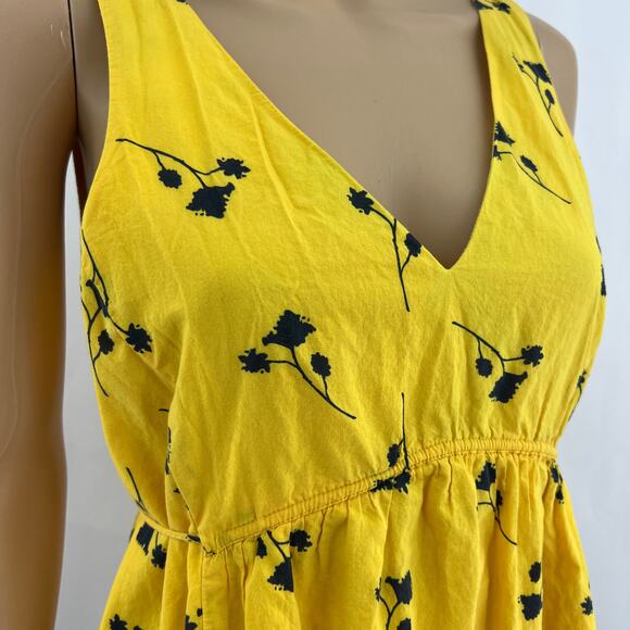 Thakoon Collective US 6 Yellow Floral Ruffle Shift Mini Dress Sleeveless Summer - Picture 3 of 8